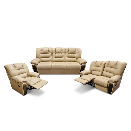 Beige reclining sofa set