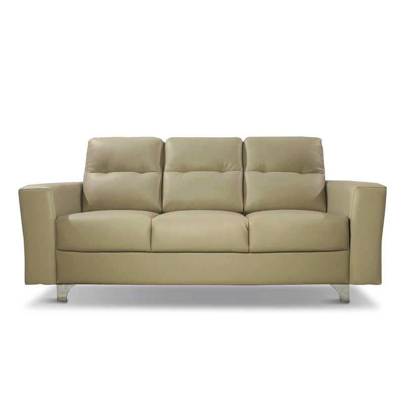 Beige leather sofa on a white background