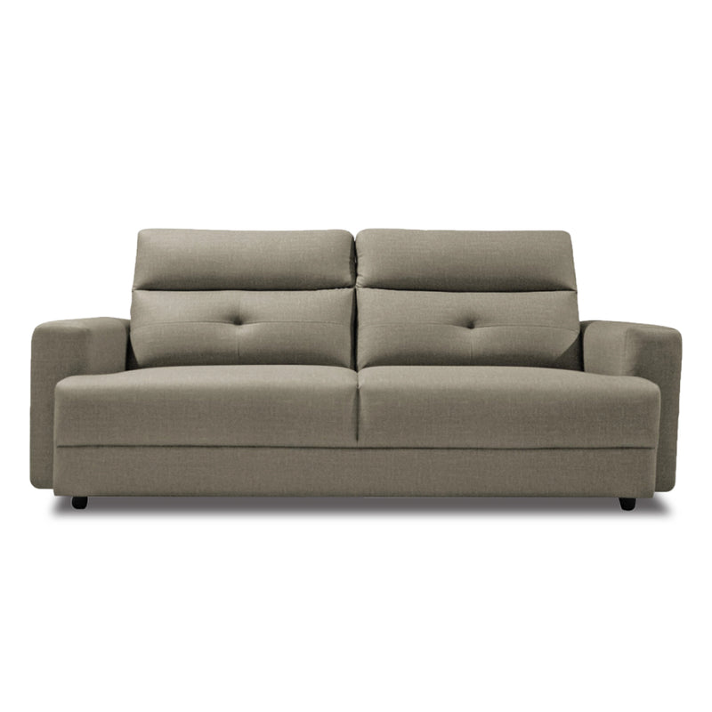 Gray sofa with buttoned cushions