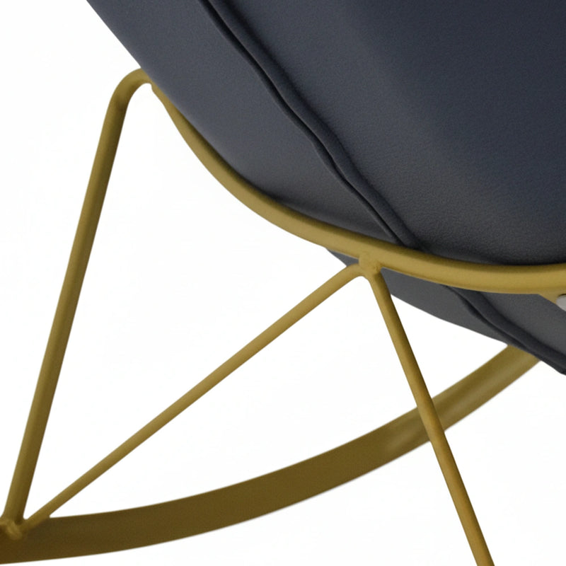 Chair with dark gray cushion and gold metal frame