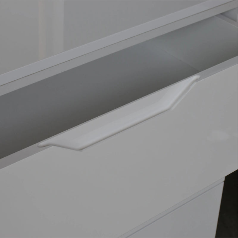 Gray metal cabinet with open drawer
