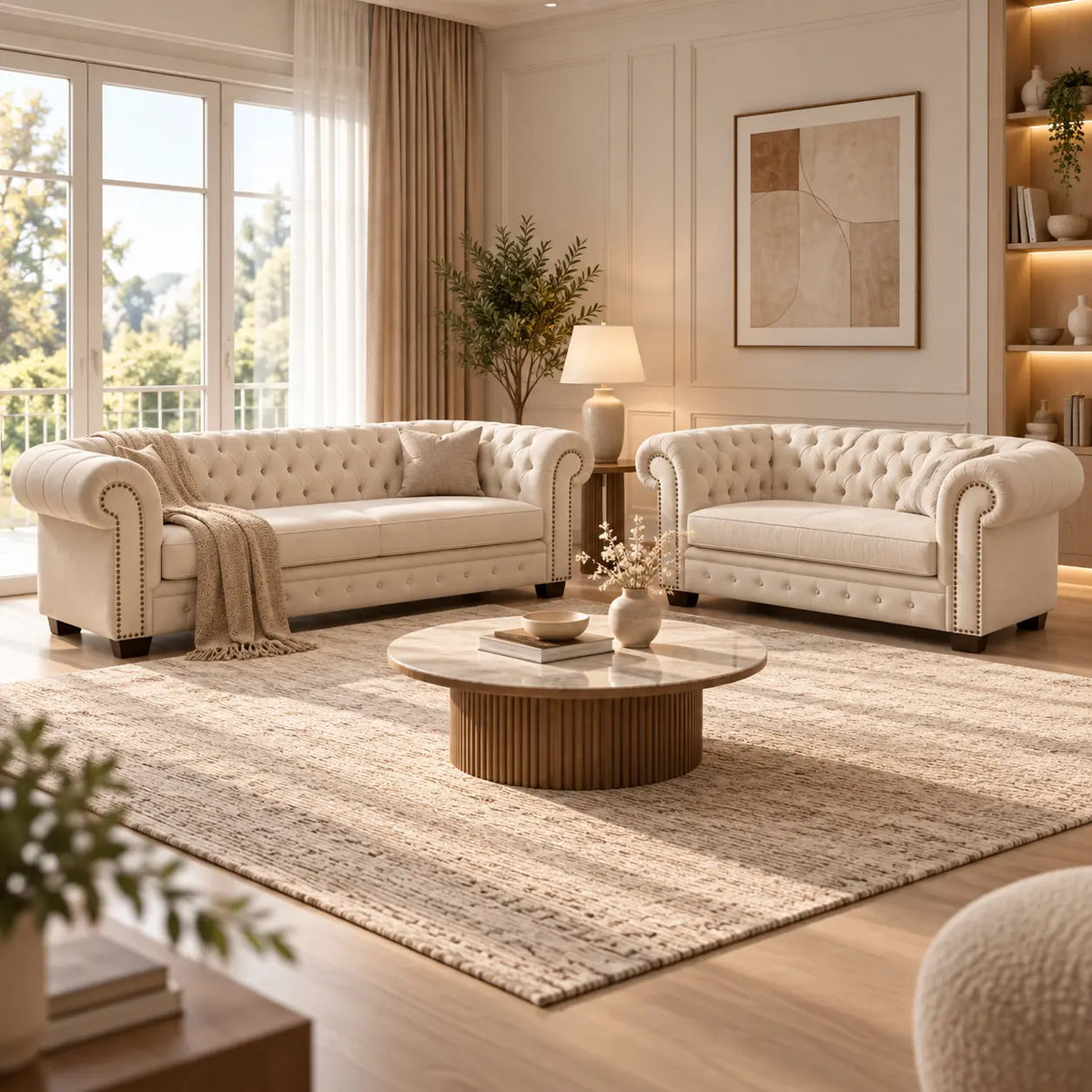 Chesterfield Majestic Velvet 1+2+3 Seater Sofa Set
