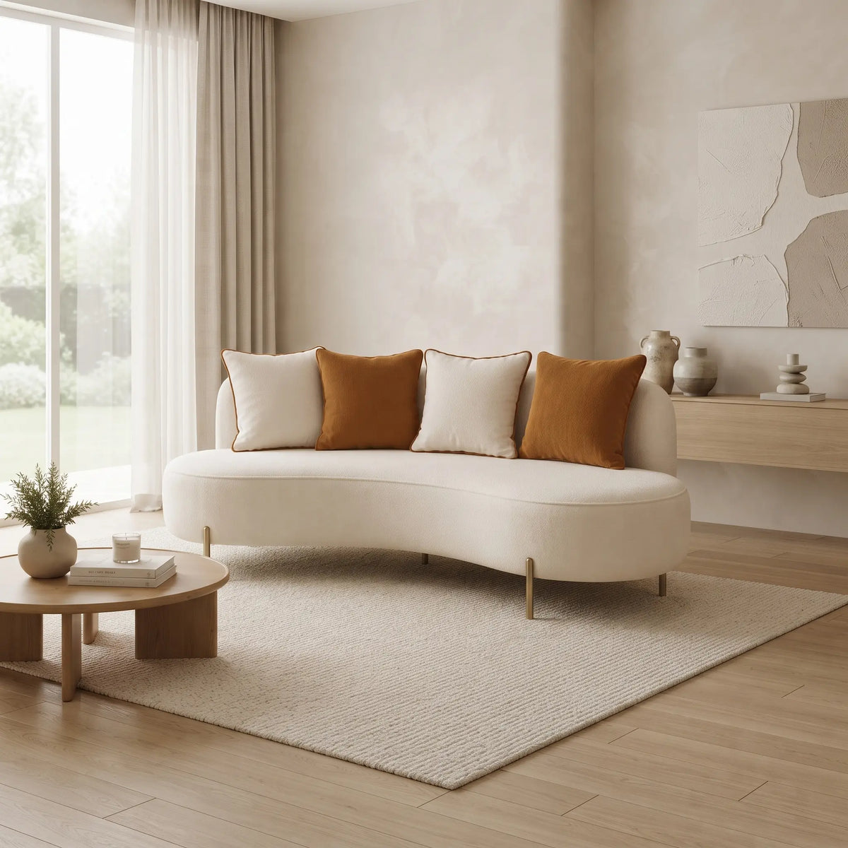 Clovy Contemporary Rounded L Shape Sofa