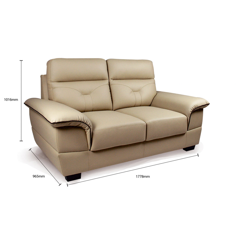 Beige leather sofa with dimensions