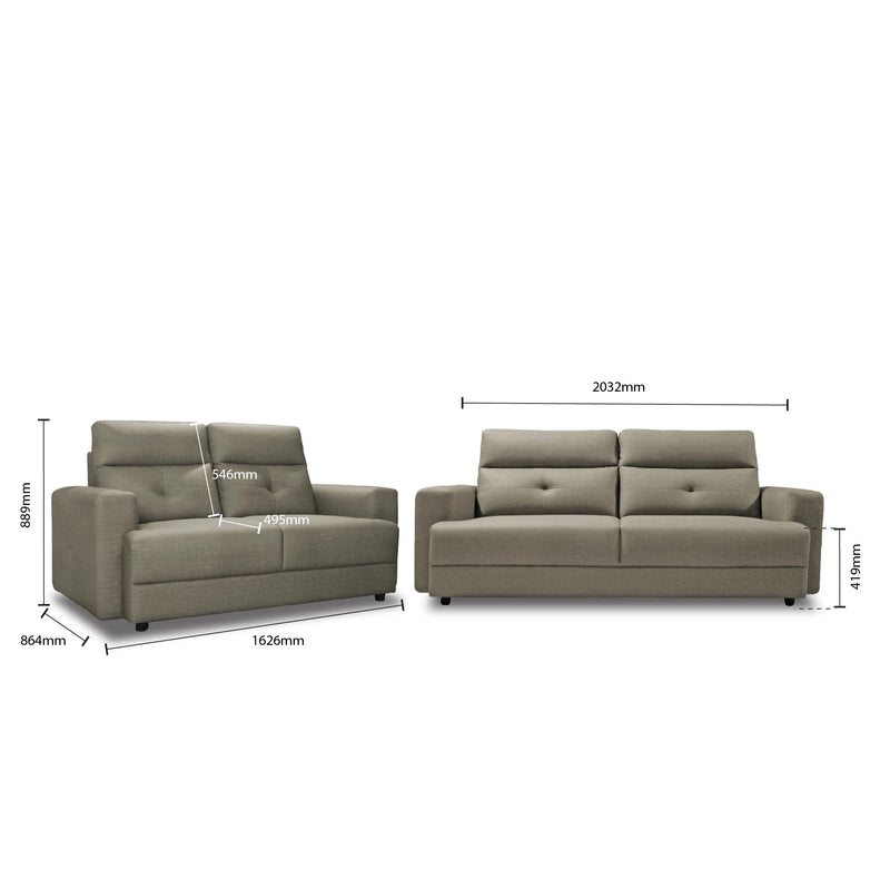 Gray sofa set with dimensions