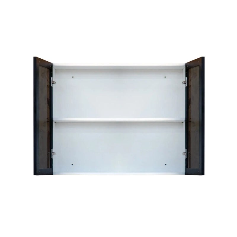 Cabinet with open doors on a white background
