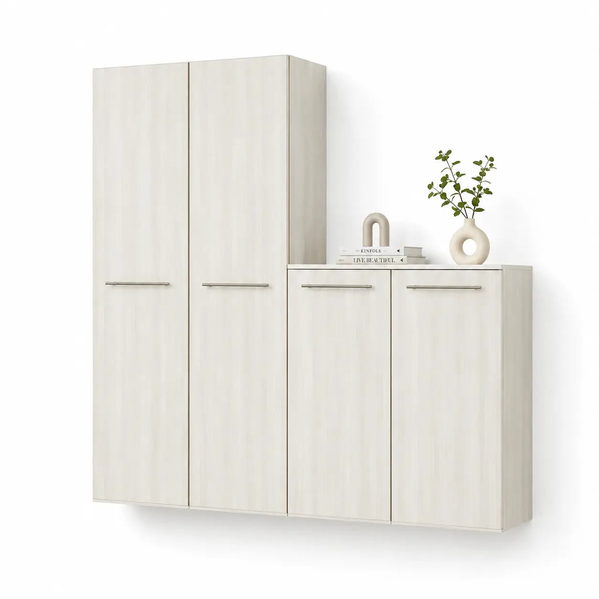 Lance Wall-Mounted Shoe Cabinet White Wash - TD Furniture