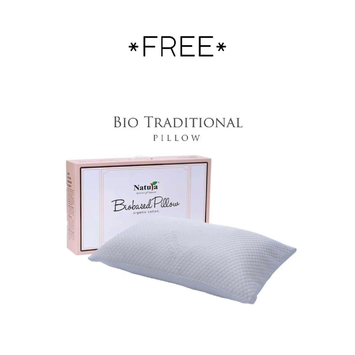 Bio Traditional Pillow with Naturo packaging on a white background