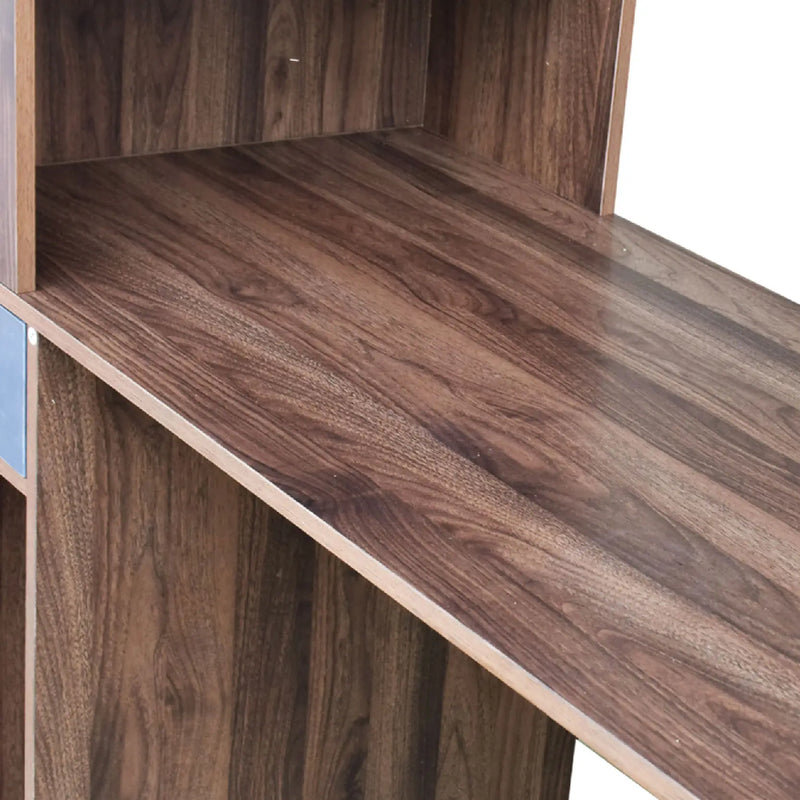Wooden shelf with a white background