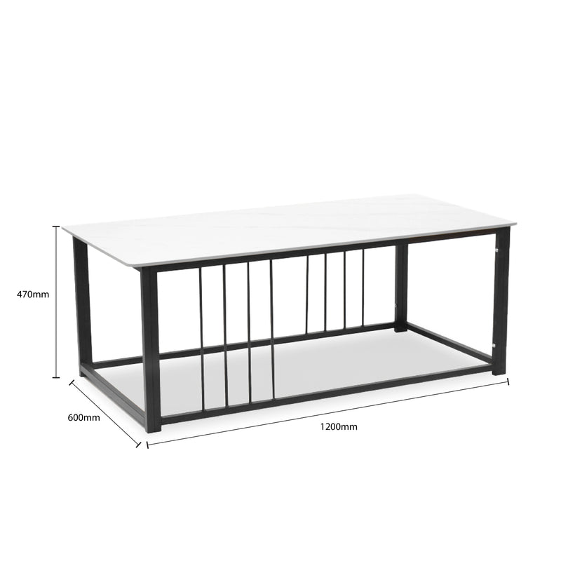 Coffee table with dimensions on a white background