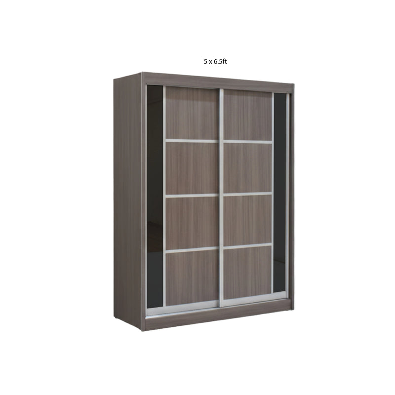 Sliding wardrobe with glass panels on a white background