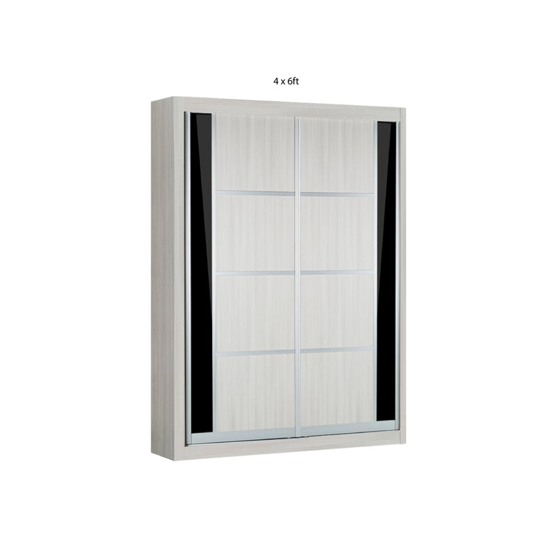 Sliding wardrobe with glass panels on a white background