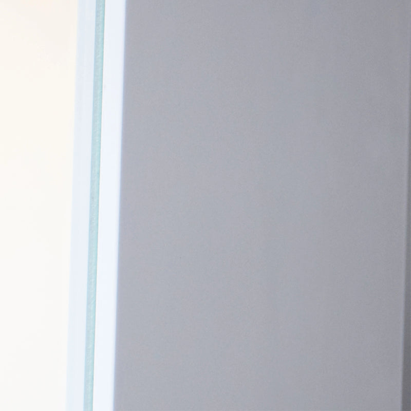 Rectangular white object with a blue border on a light gray background