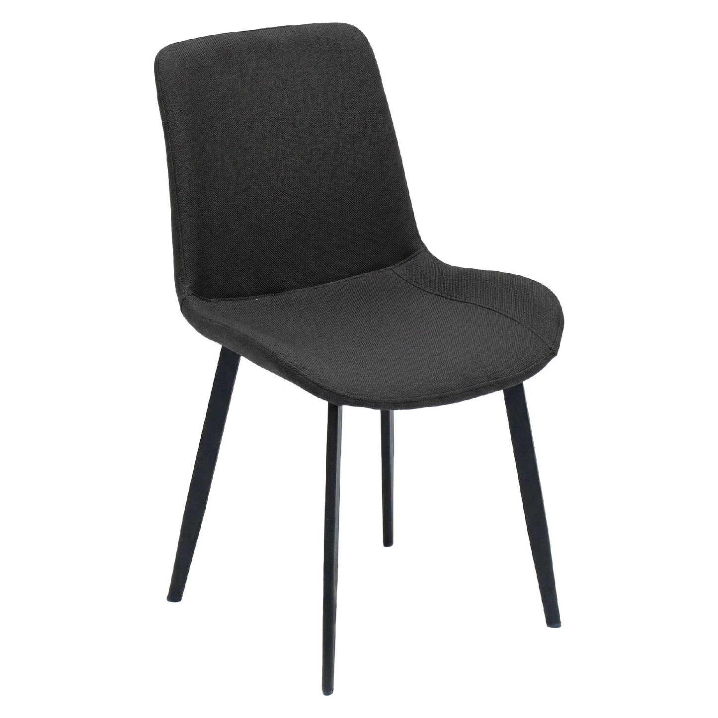 Black chair with a textured seat and backrest on a white background