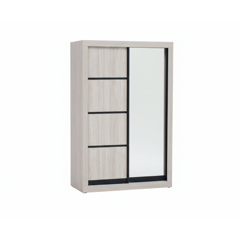 White wardrobe with sliding doors on a white background