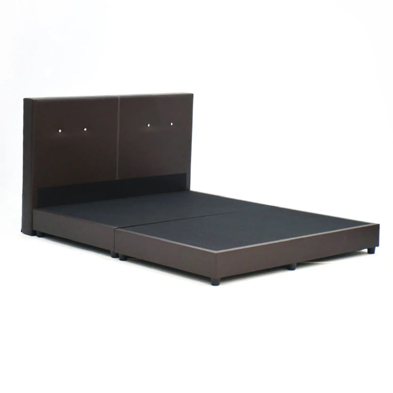 Dark brown bed frame on a white background