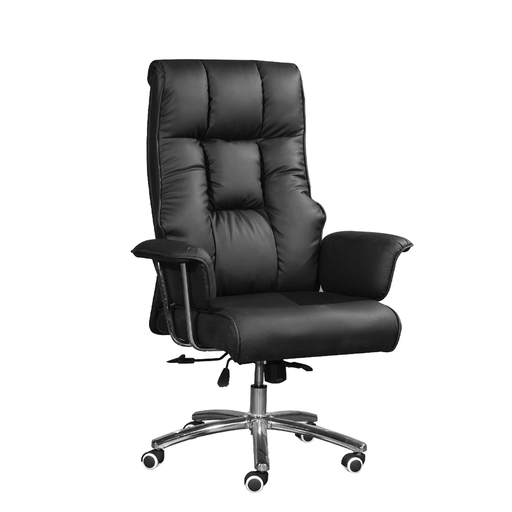 Black office chair with a white background