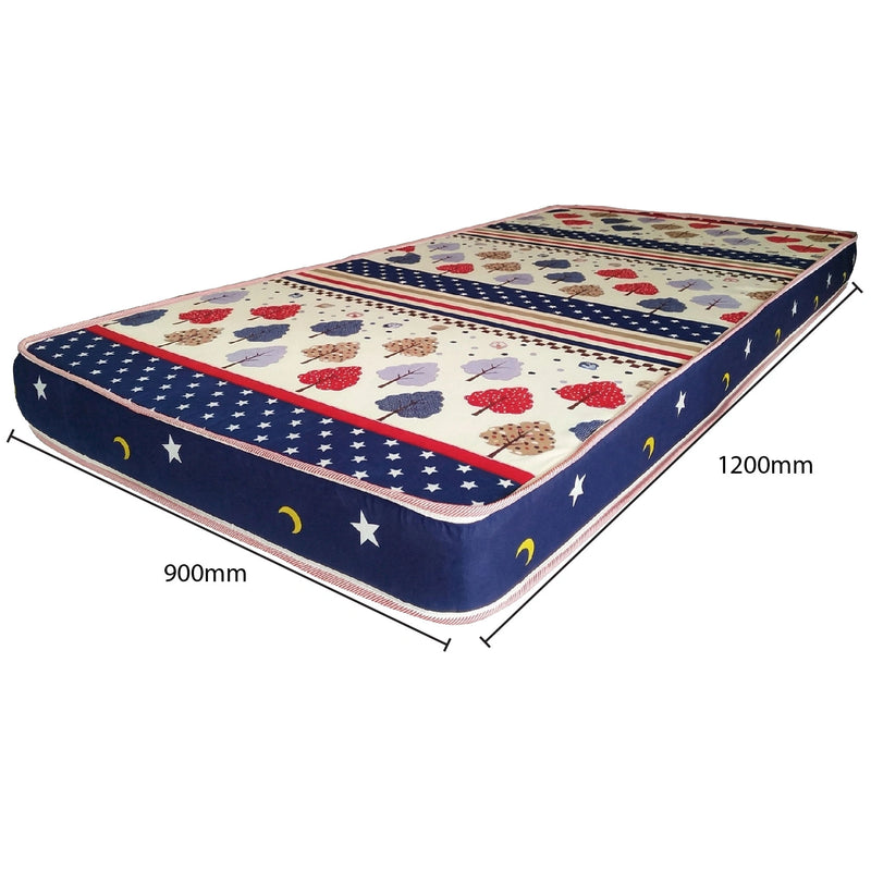 Patterned mattress with dimensions on a white background