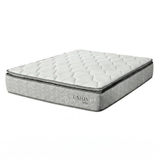Gray cushion with black border on a white background