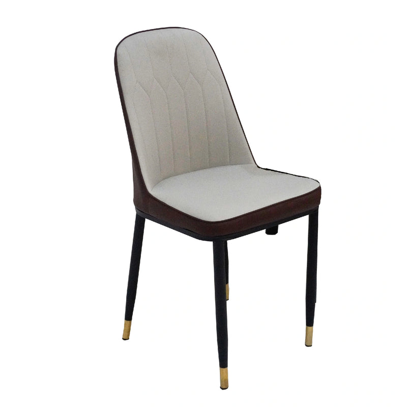 Chair with white cushioned seat and backrest on a white background