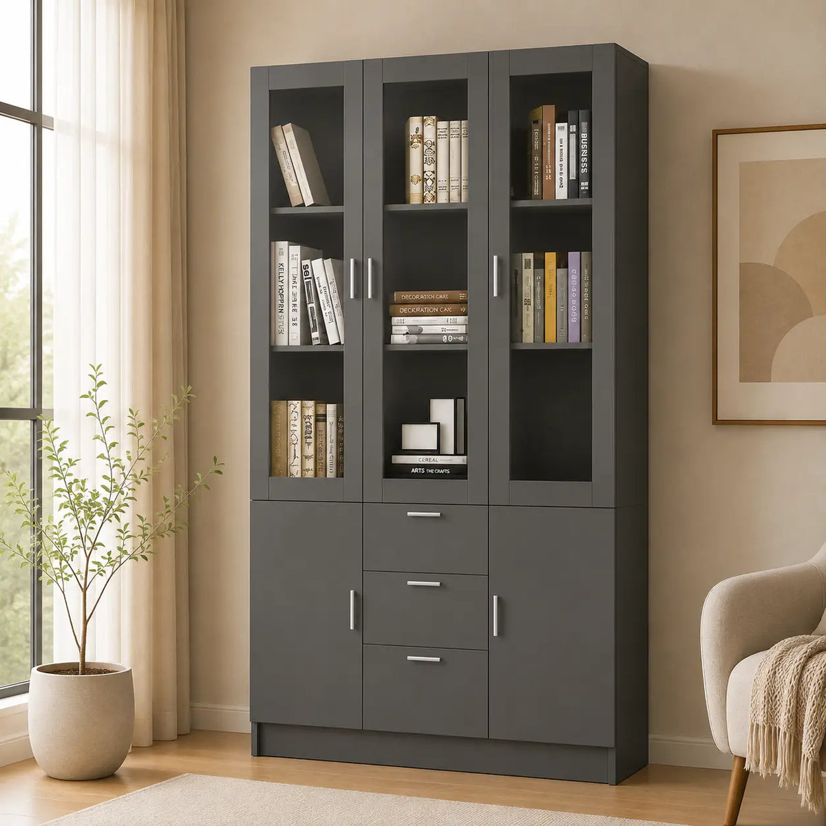 Vida 3 Door Book Cabinet