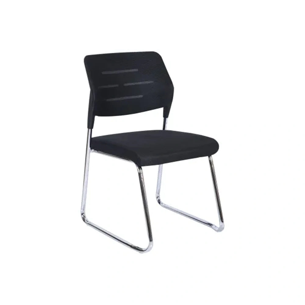 Black chair with metal legs on a white background