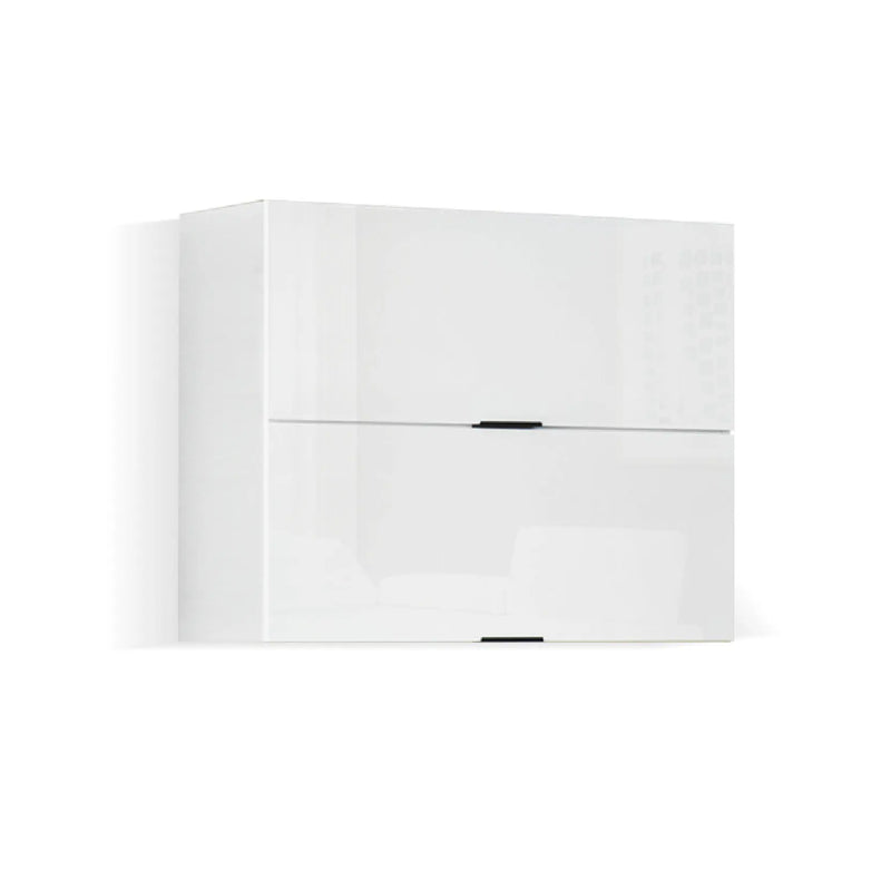 White wall-mounted cabinet with a drawer on a white background