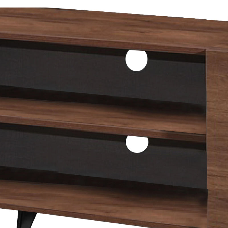 Wooden shelf with two drawers on a white background