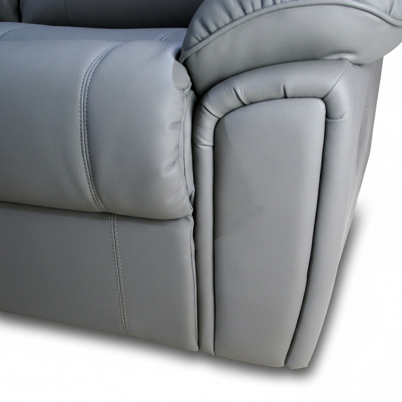 Gray leather recliner sofa on a white background