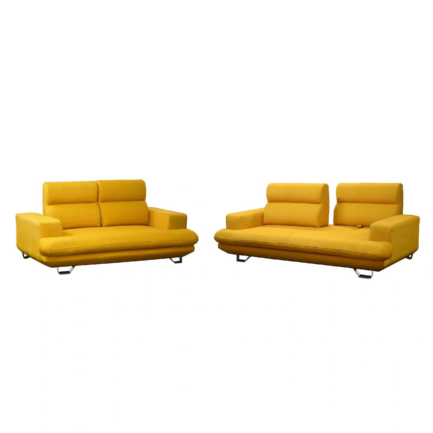 Yellow sofa set on a white background