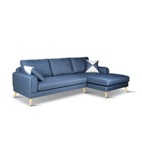 Blue sectional sofa on a white background