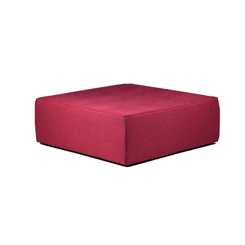 Red square ottoman on a white background