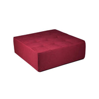 Red square ottoman on a white background