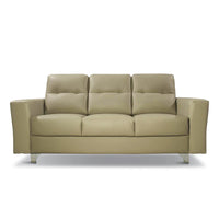 Beige leather sofa on a white background