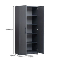 Karina_Wardrobe_Dimensions_840mm_x_1950mm_Modern_dark_grey_2-door_wardrobe_with_5-tier_internal_shelving