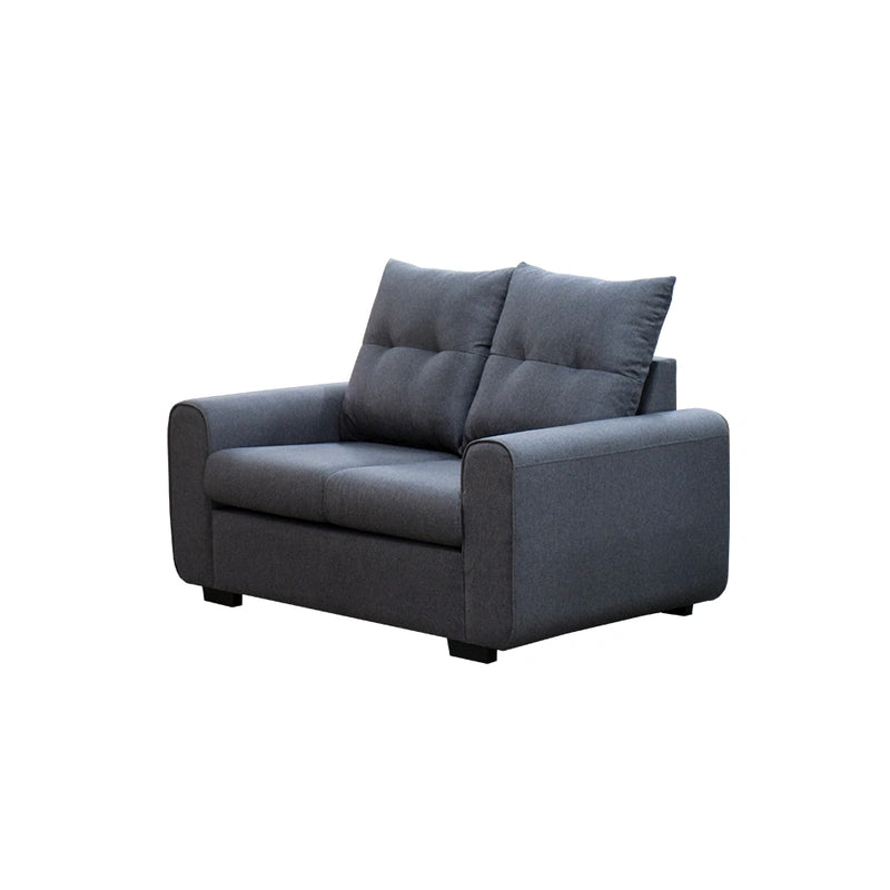 Gray sofa with two cushions on a white background