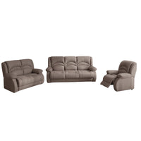 Brown sofa set with recliner on a white background
