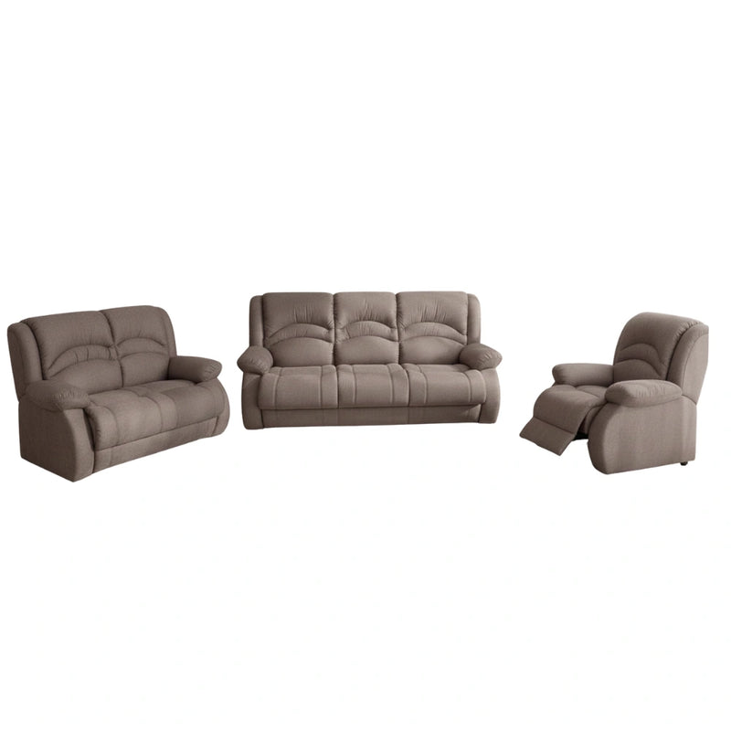Brown sofa set with recliner on a white background