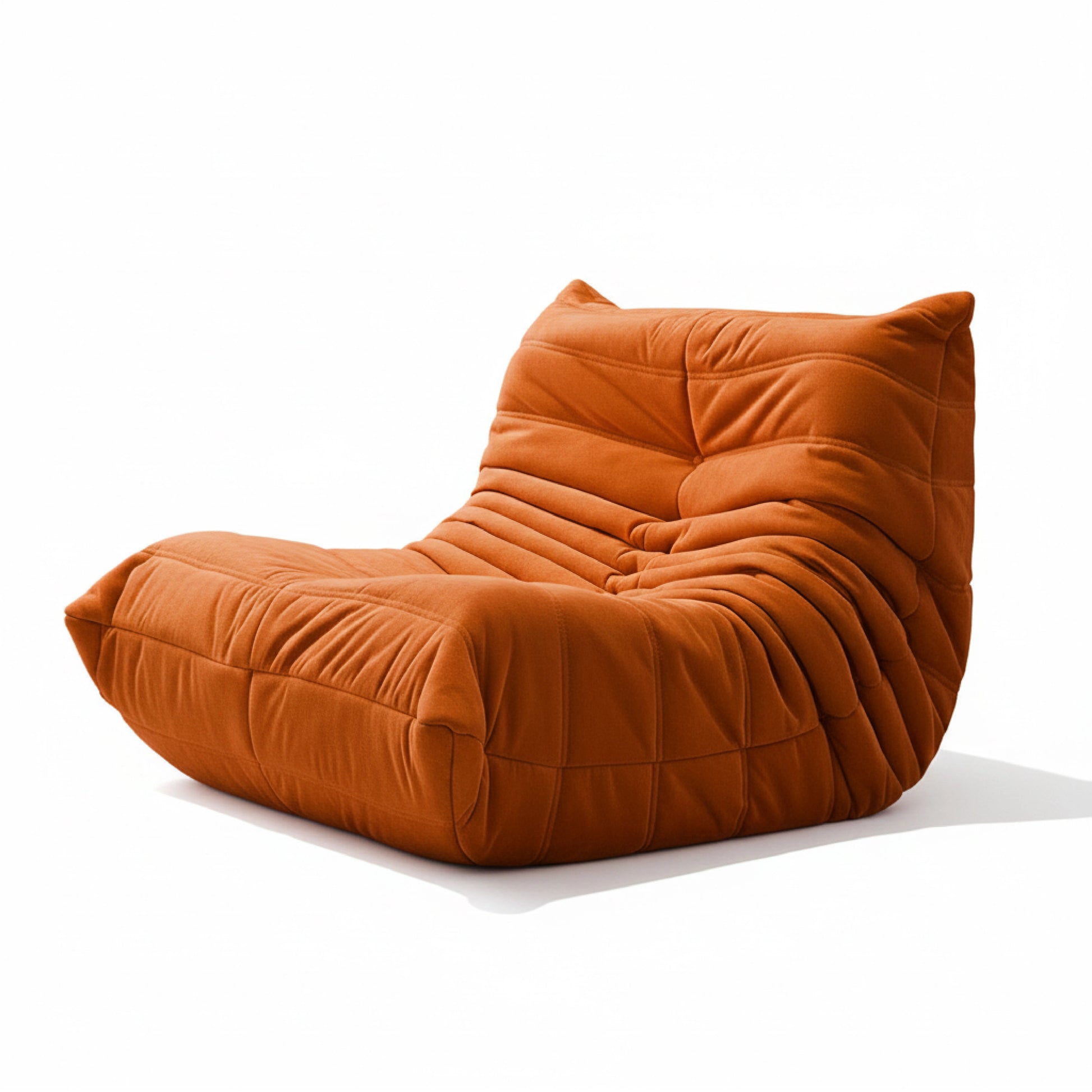 Orange bean bag chair on a white