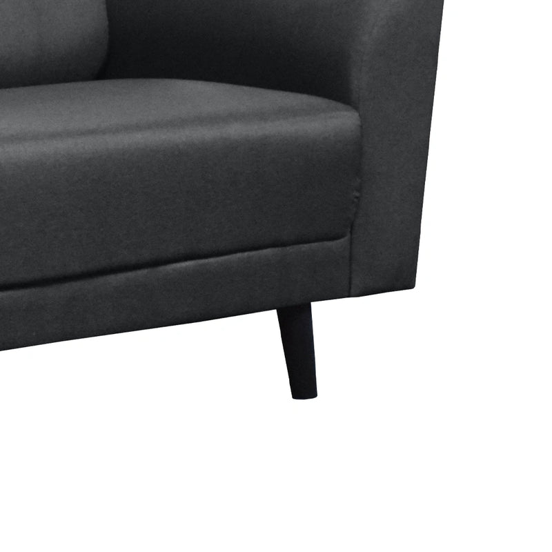 Gray sofa with black legs on a white background