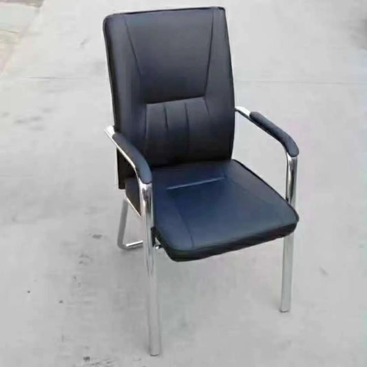 Modern PU leather visitor chair with chrome sled base, TD Furniture Malaysia
