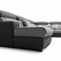 Gray and black sectional sofa on a white background