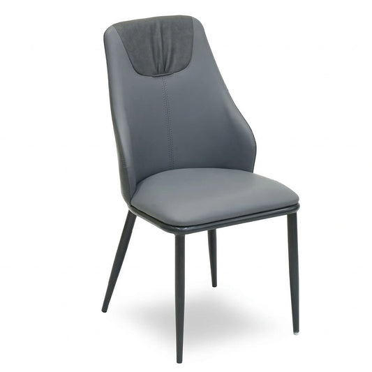 Gray chair with black legs on a white background