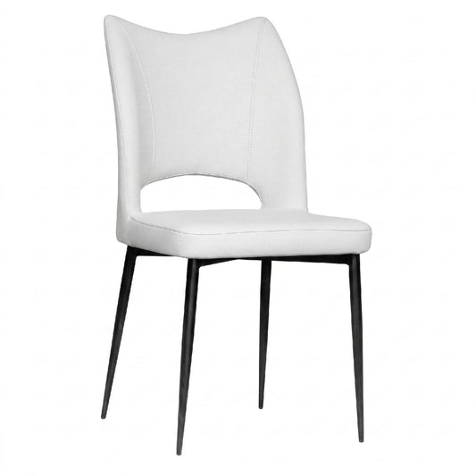 White chair with black legs on a white background