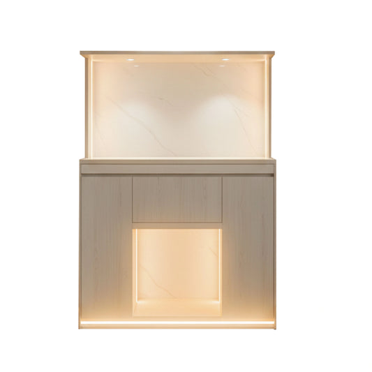 Wooden cabinet with two doors on a white background