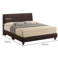 Bed with dimensions labeled on a white background