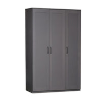 Gray three-door cabinet on a white background