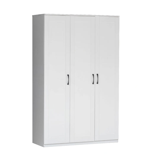 White wardrobe with two doors on a white background