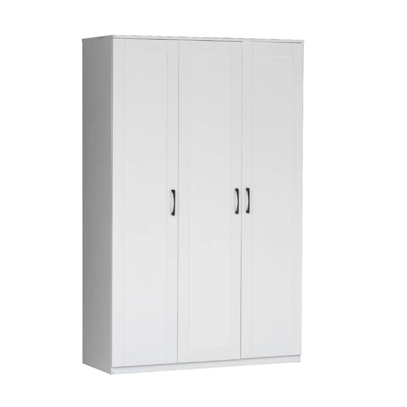 White wardrobe with two doors on a white background