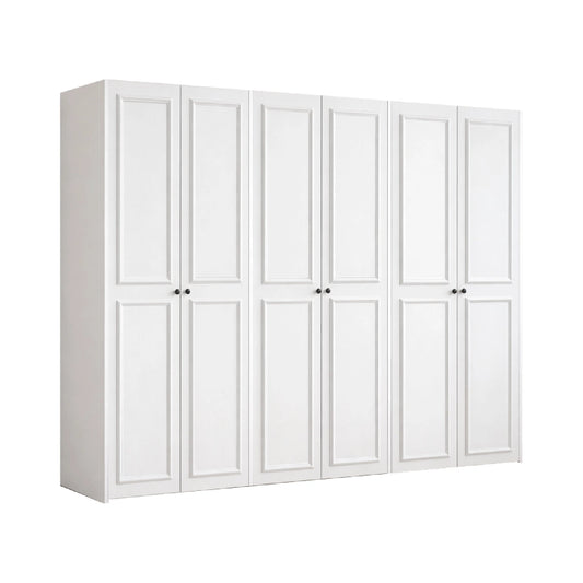 White wardrobe with multiple doors on a white background